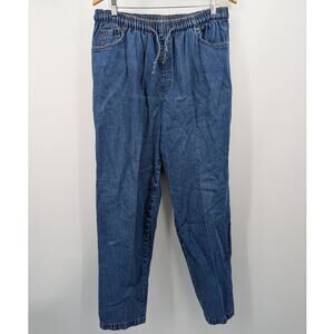 Vintage Bobbie Brooks USA Made Denim Pants Size 16 100 Cotton Drawstring Relaxed